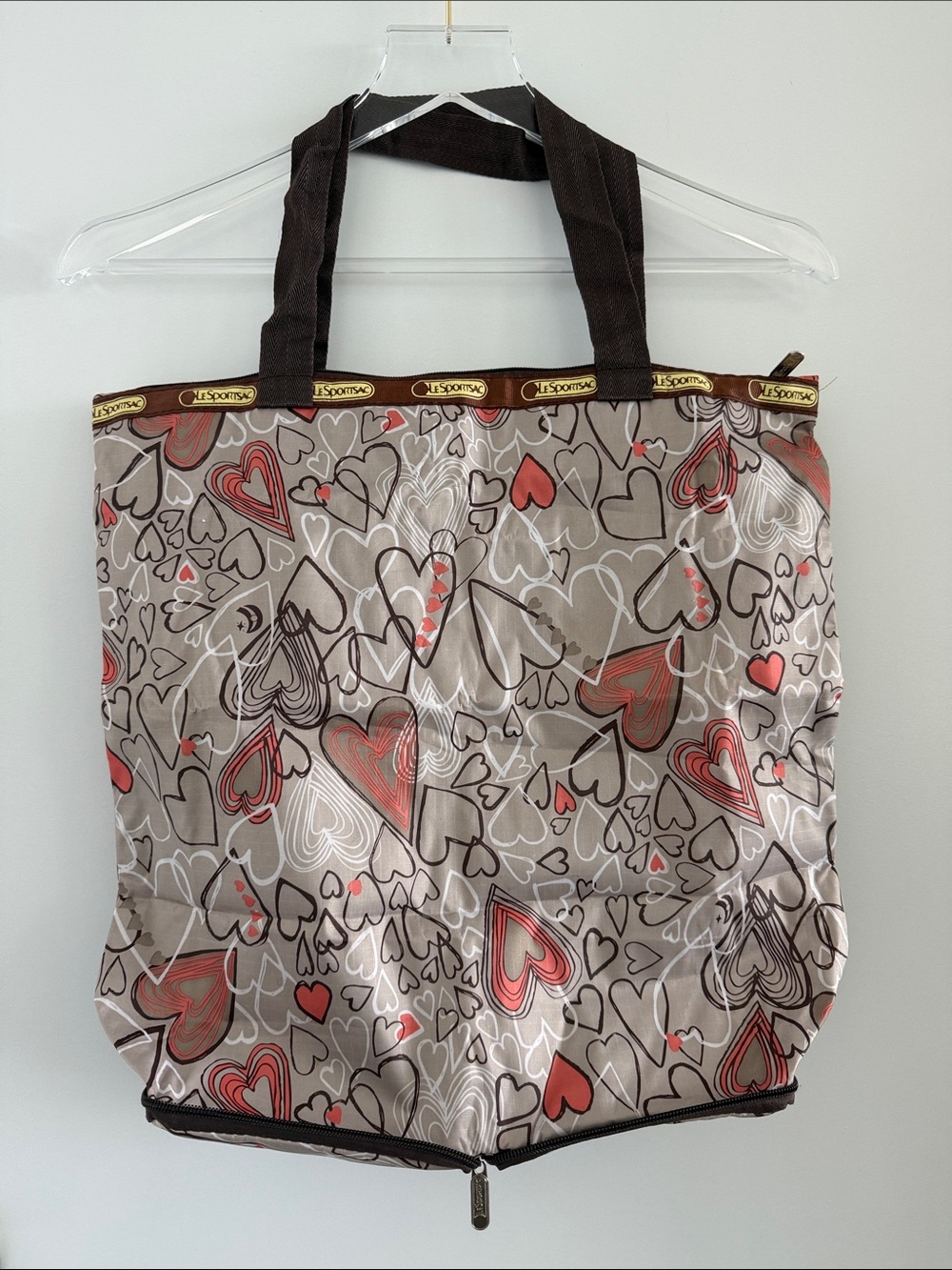 LeSportsac Inspired Heart Print Pattern Foldable Tote